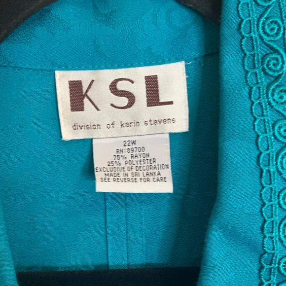 NWT $79 * KSL WOMENS PLUS SIZE TURQUOISE 2 PIECE DRESS AND JACKET * SIZE 22 - Picture 6 of 9